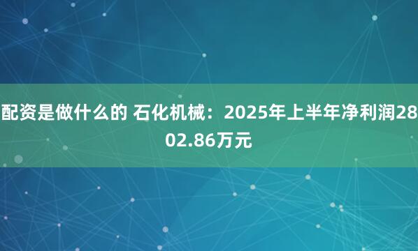 配资是做什么的 石化机械：2025年上半年净利润2802.86万元