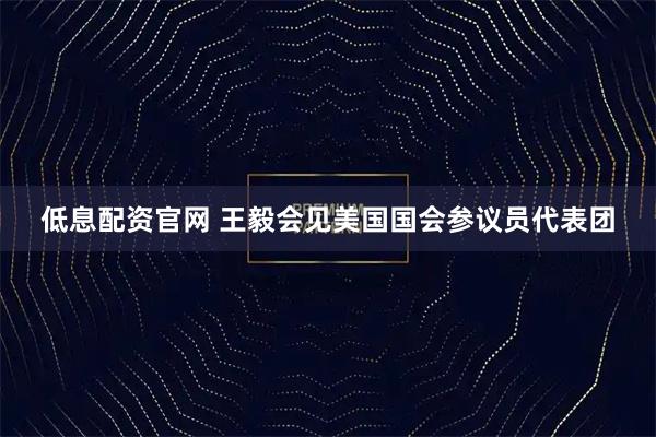 低息配资官网 王毅会见美国国会参议员代表团